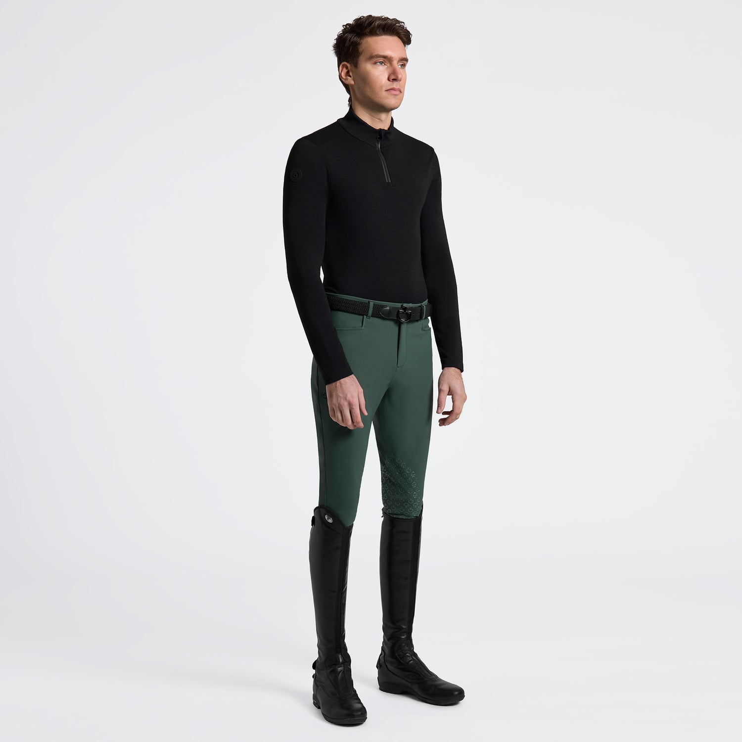 Cavalleria Toscana Mens Tech Wool Half Zip Training L/S Turtleneck