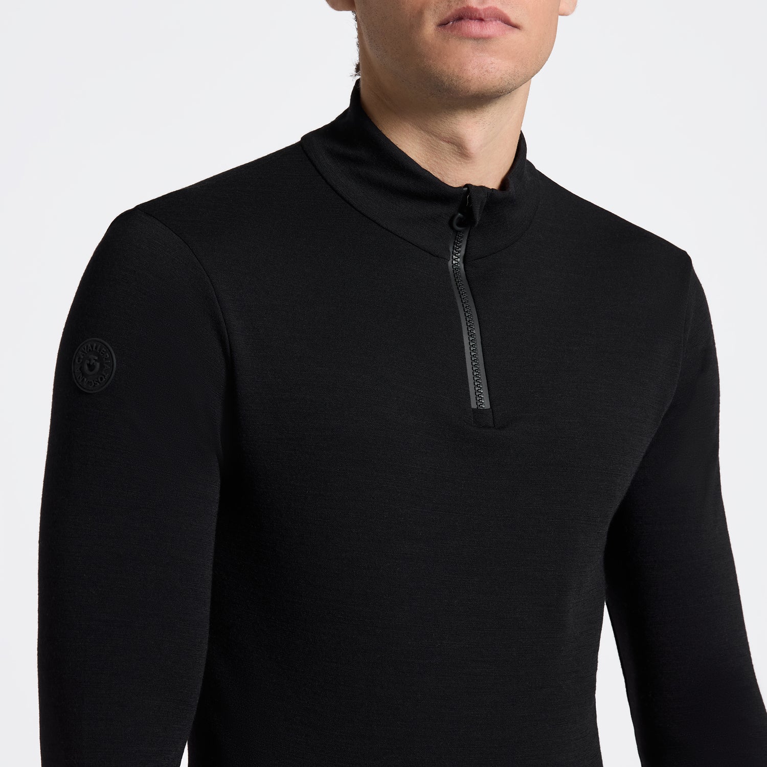 Cavalleria Toscana Mens Tech Wool Half Zip Training L/S Turtleneck