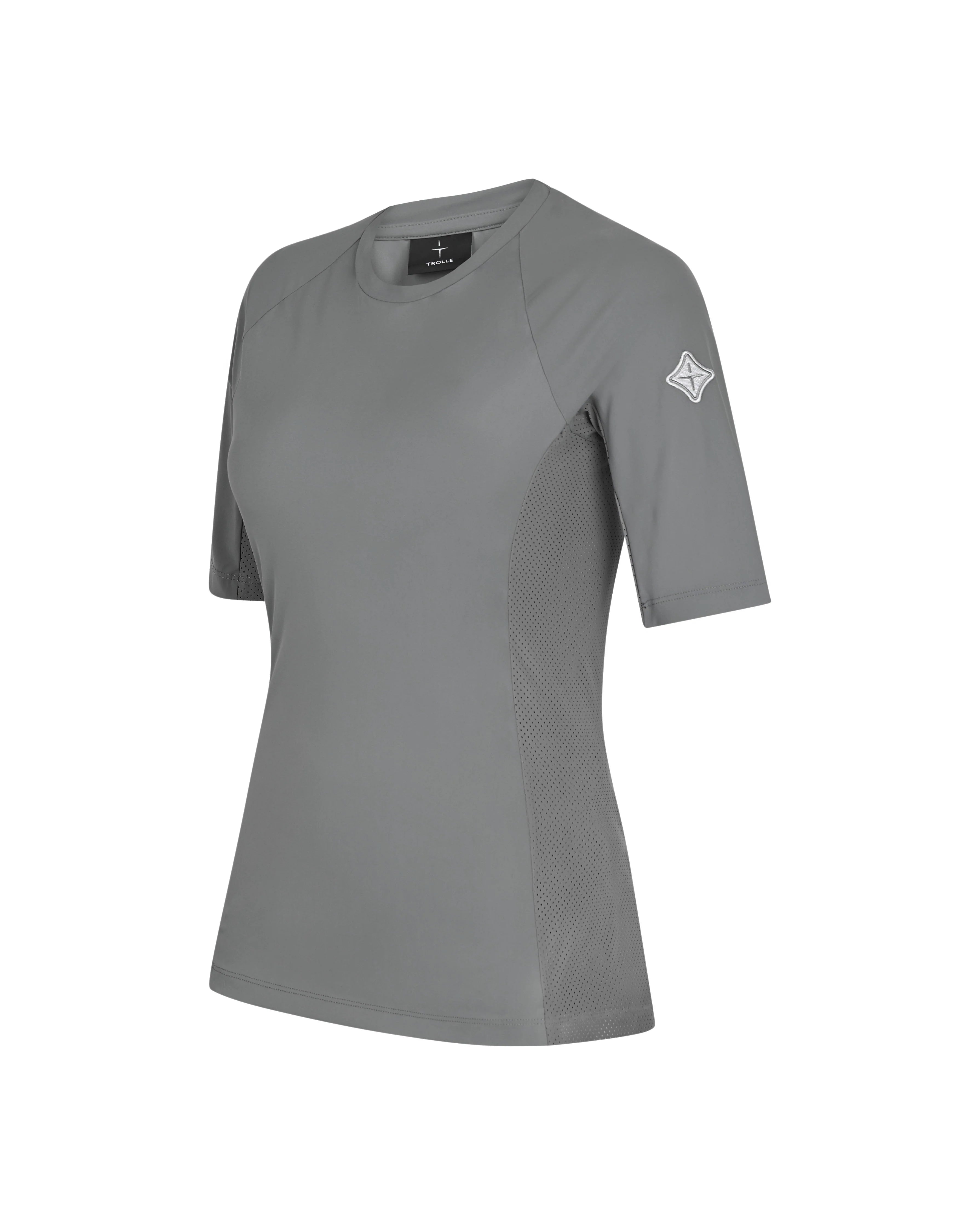 Trolle Perforated Tech Jersey T-Shirt Female Stone Grey