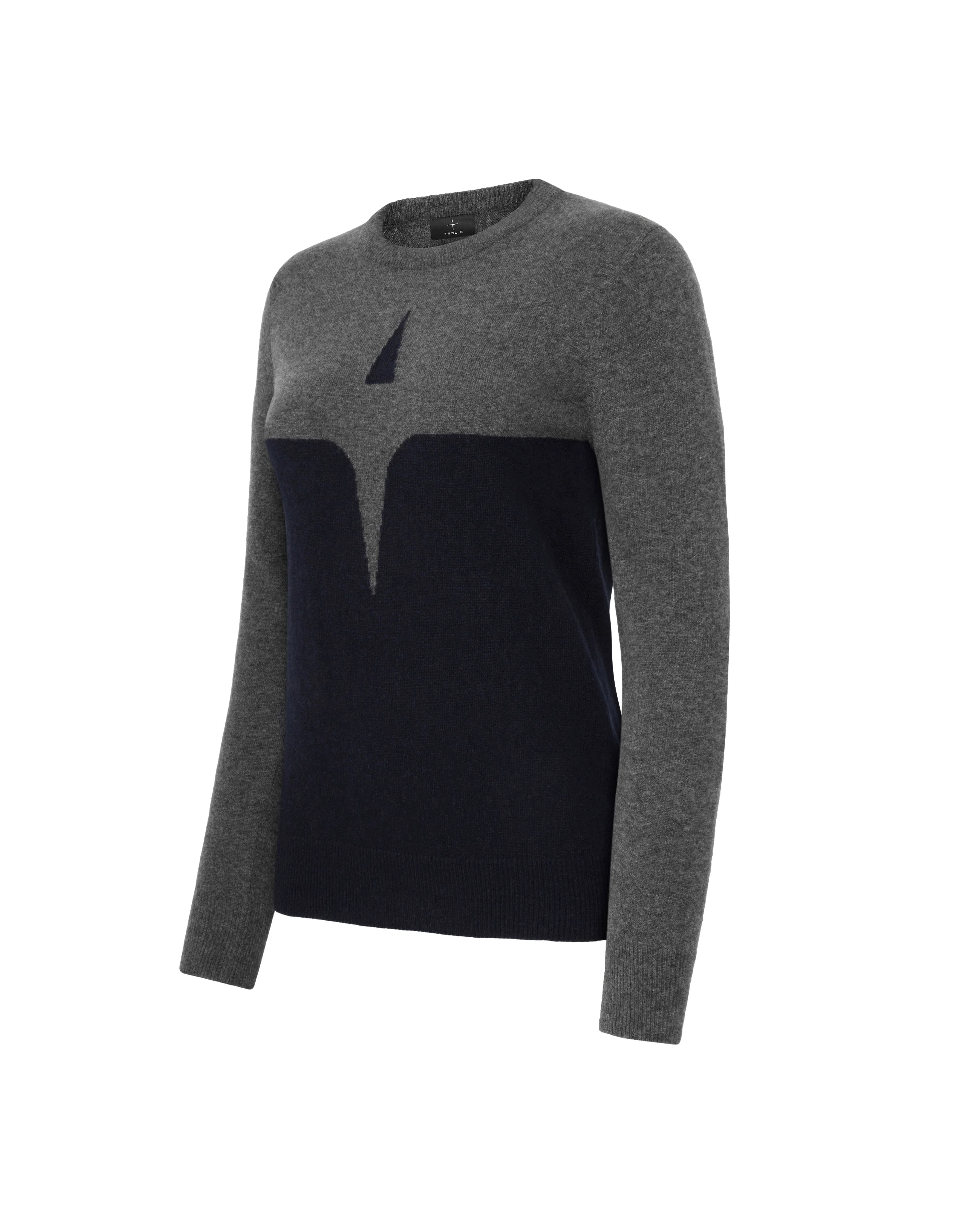 Trolle Extra fine wool Star logo crew Sweater Navy/Grey