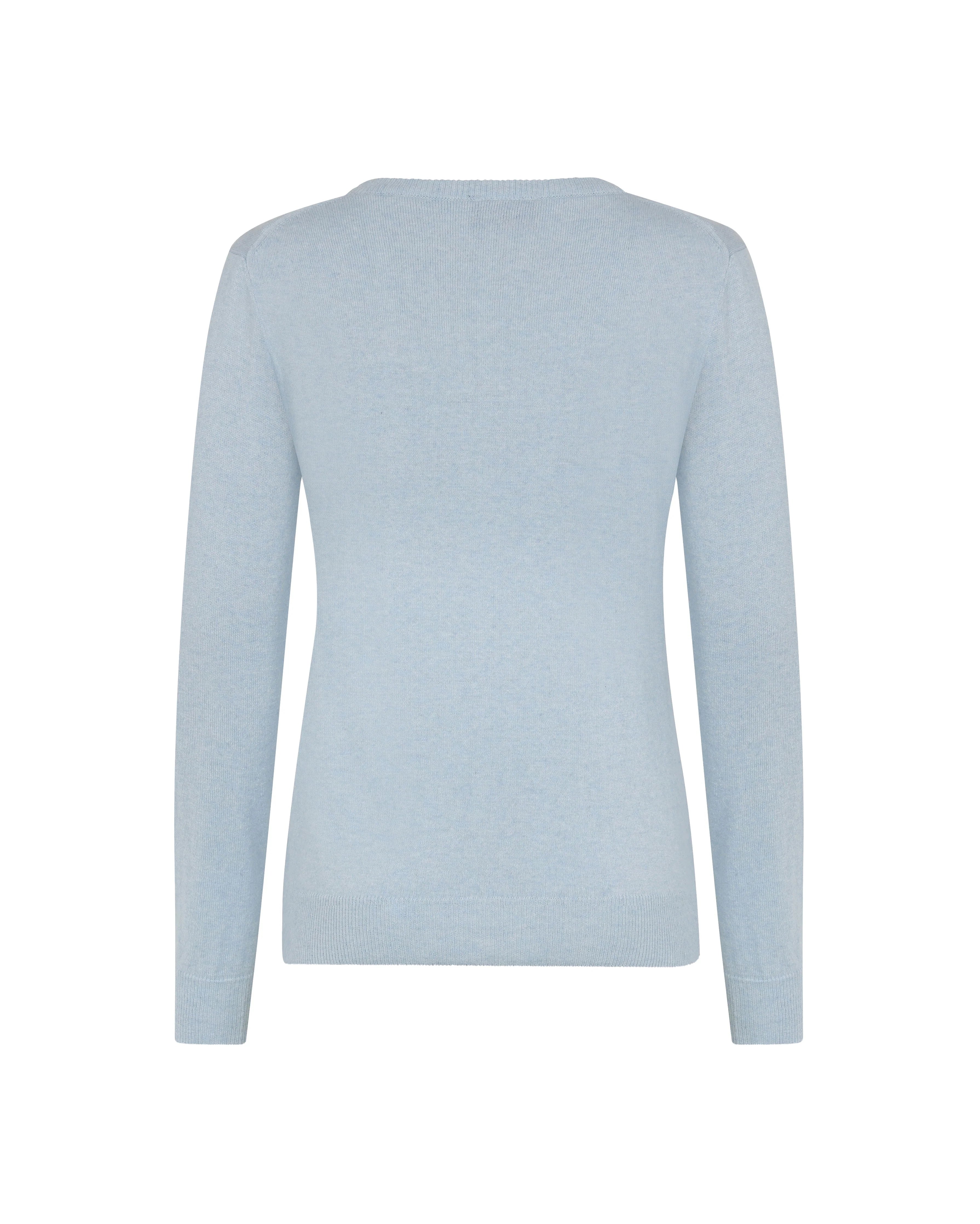 Trolle Cashmere Wool Logo Crew Sweater Light Blue