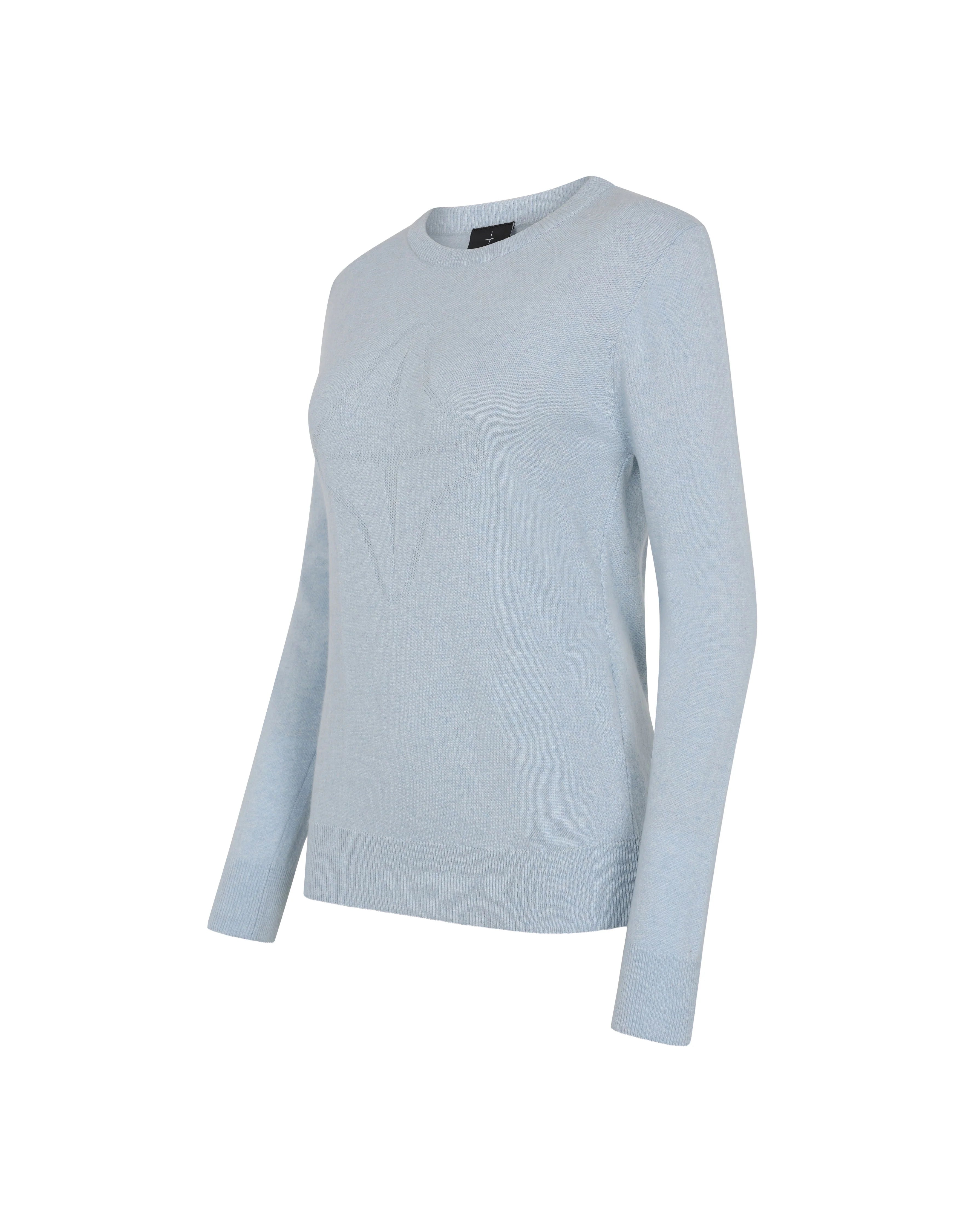 Trolle Cashmere Wool Logo Crew Sweater Light Blue