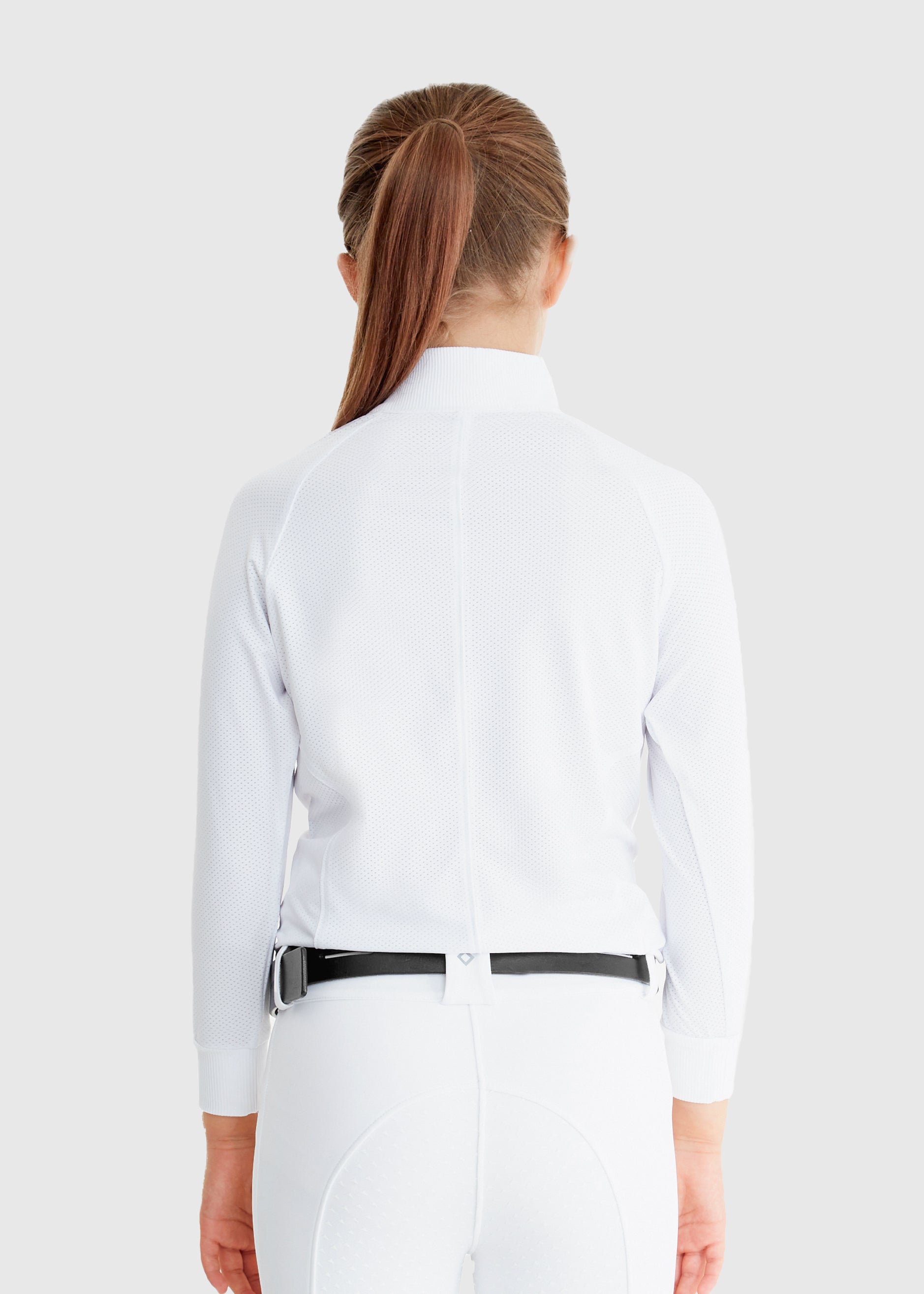 Aztec Diamond Young Ruder White Mesh Competition Shirt At IG Equine Boutique