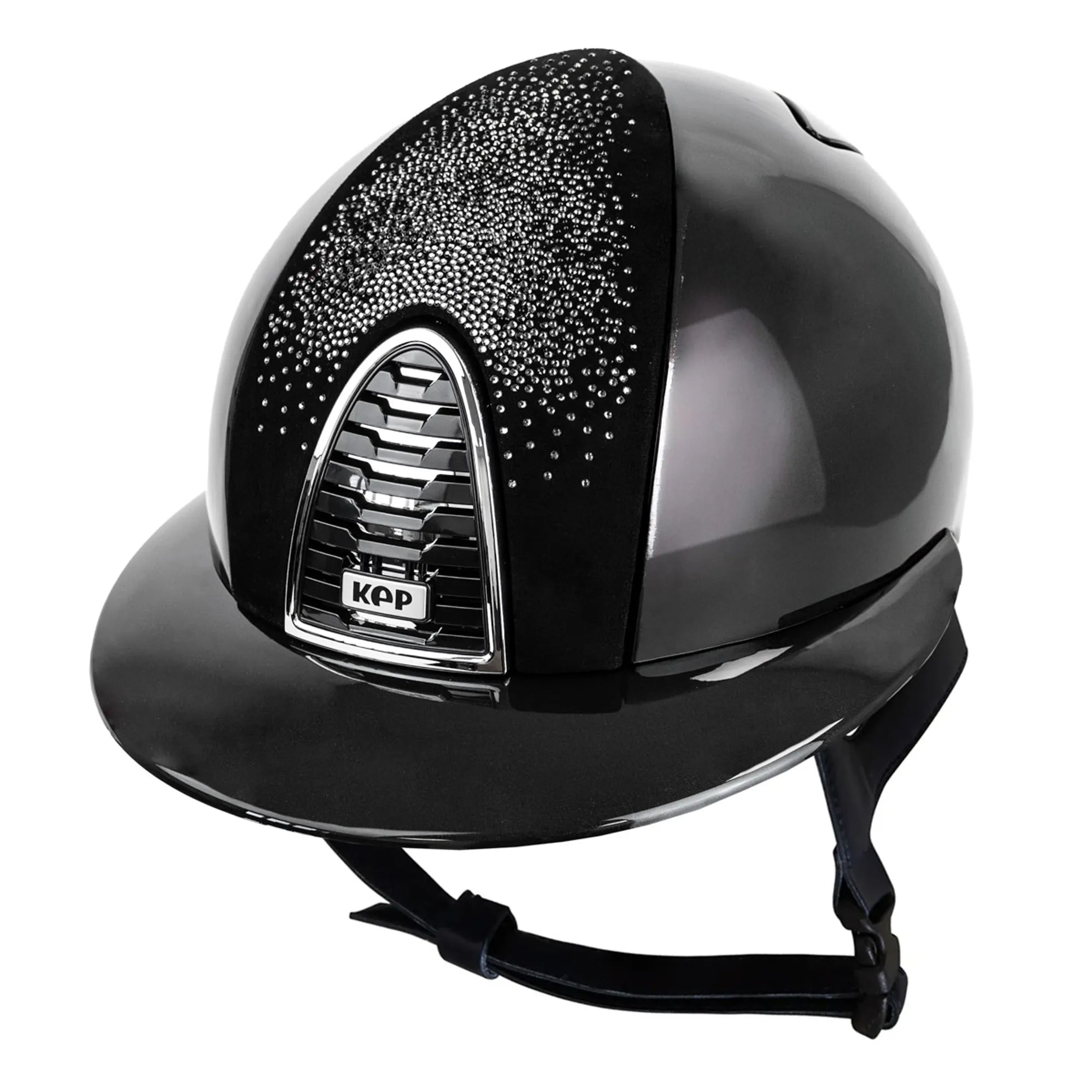 KEP Cromo 2.0 Polo Polish/Suede Nebula Riding Hat - Black/Silver