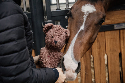 This Relax Horse Toy Bear will become your horse’s best friend in no time! Made out of a soft natural cotton, it is perfectly safe to put into your horse’s stall if he tends to get bored. The inside is filled with a plastic bottle that you can easily replace thanks to the Velcro closure.