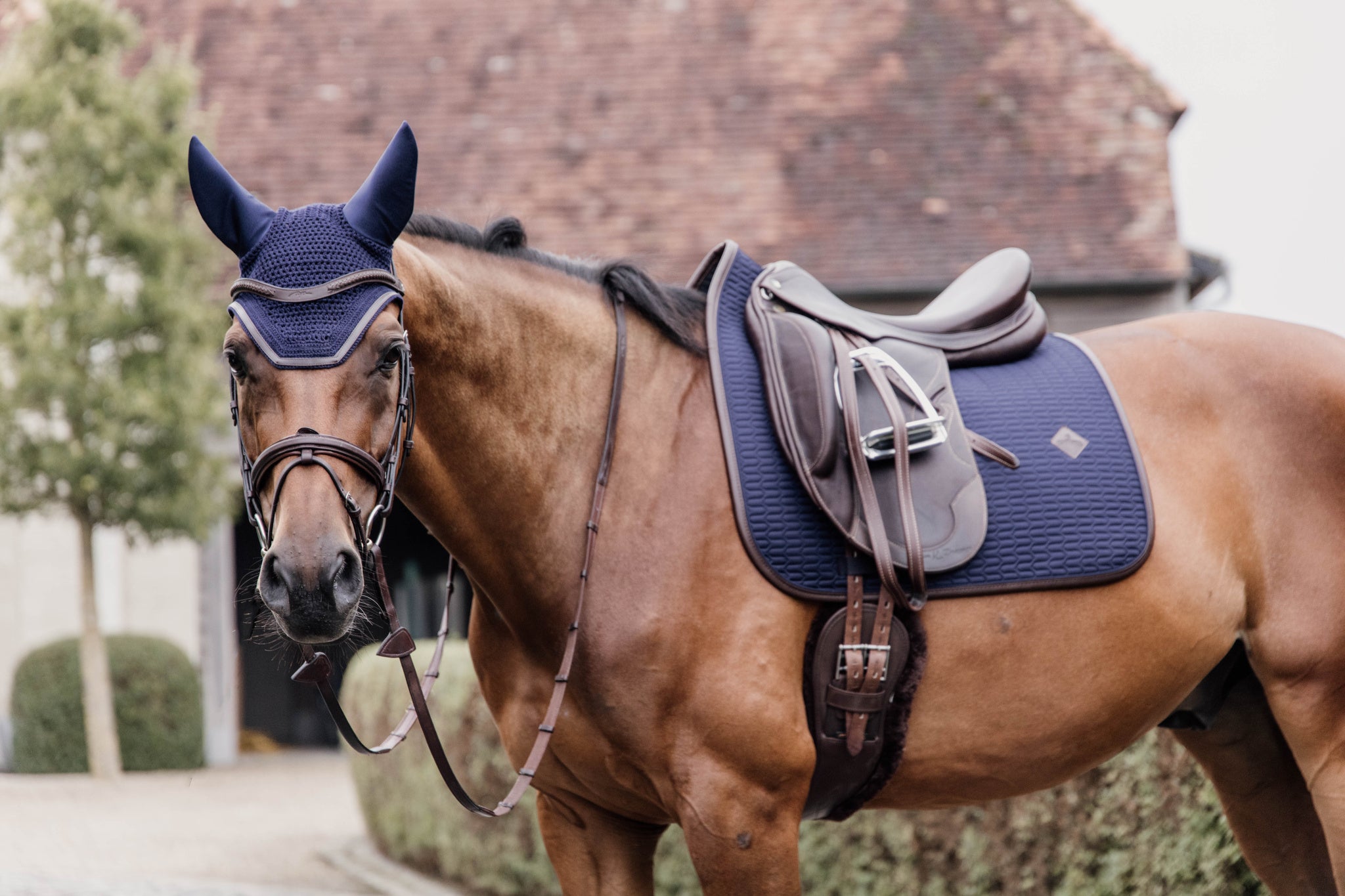 This classy Kentucky dressage pad is designed with beautiful wave quilting and finished with a brown vegan leather trim and logo.