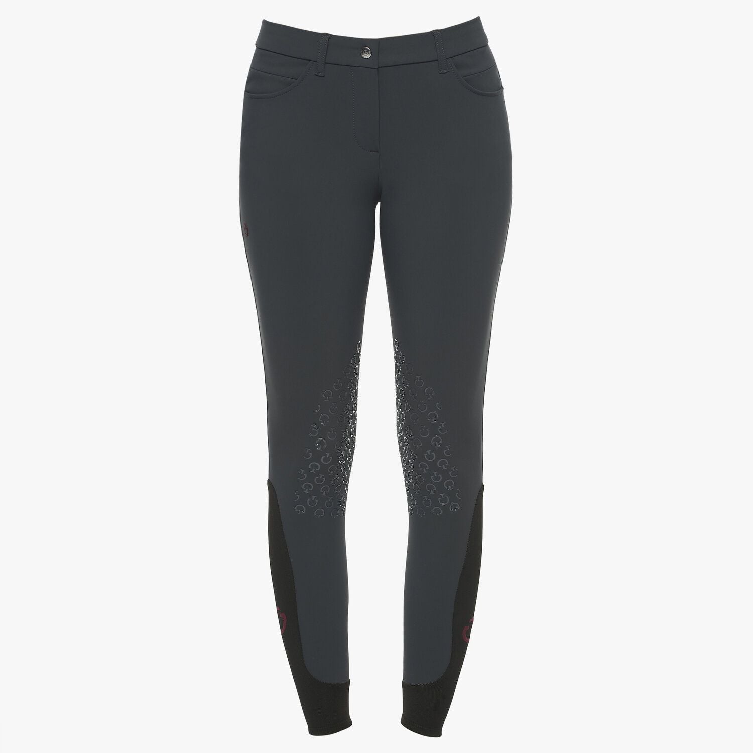 Cavalleria Toscana Dark grey System Grip breeches are made from a technical four-way stretch jersey fabric. The fabric is also anti-UV, fast-drying and anti-bacterial, making the breeches ideal for the busy competition rider.