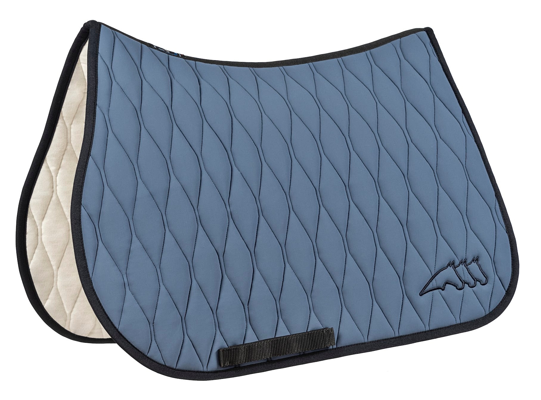 Equiline Ekire Tempest Blue Jumping Saddlecloth Is a perfect way to finish your look. Finished with black binding and the Equiline 3 horse logo. Coordinating items available.