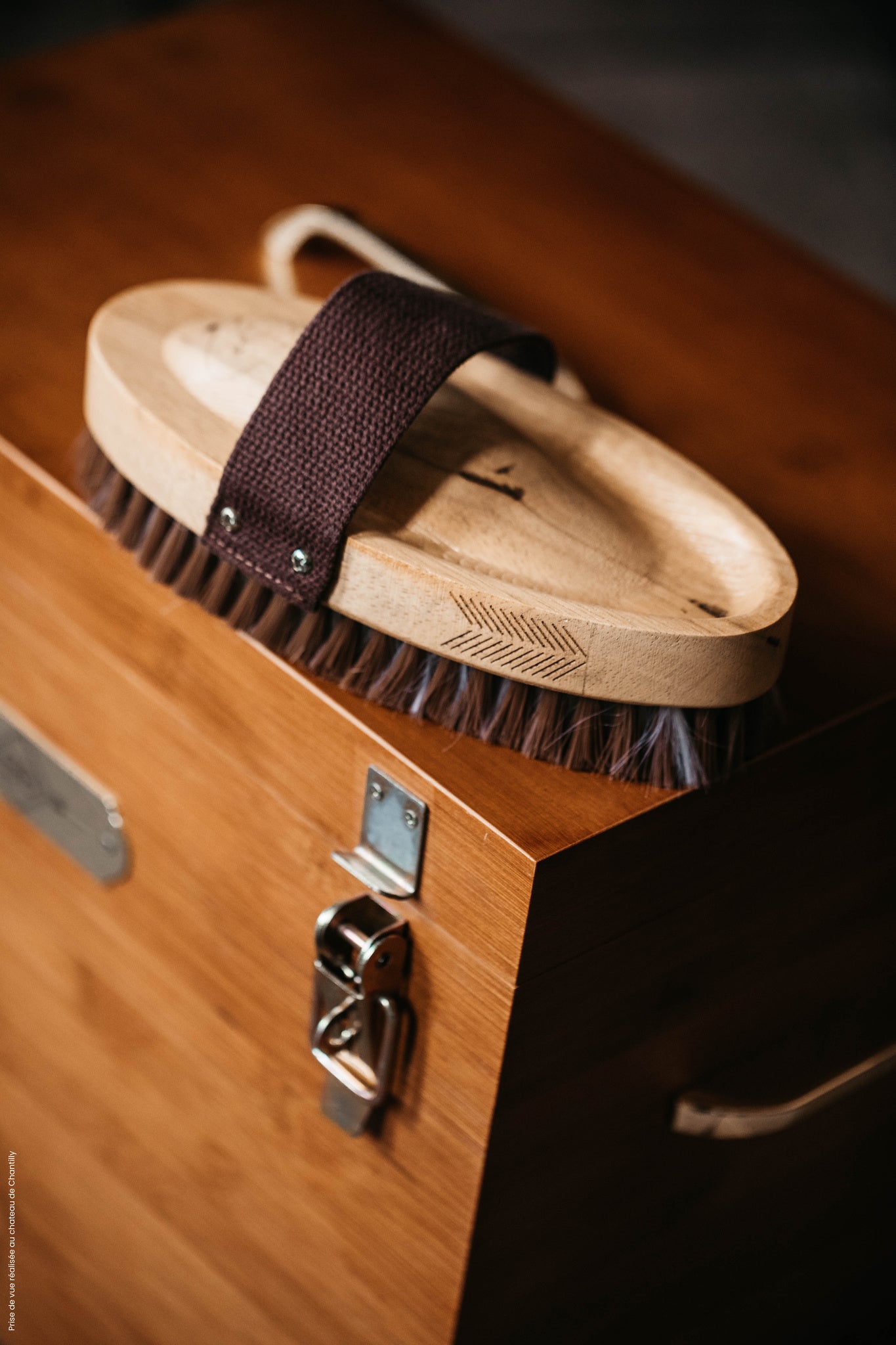 This varnished oval brush is filled with short nylon bristles to help distribute the oil of the coat and produce a shiny, glowing coat.