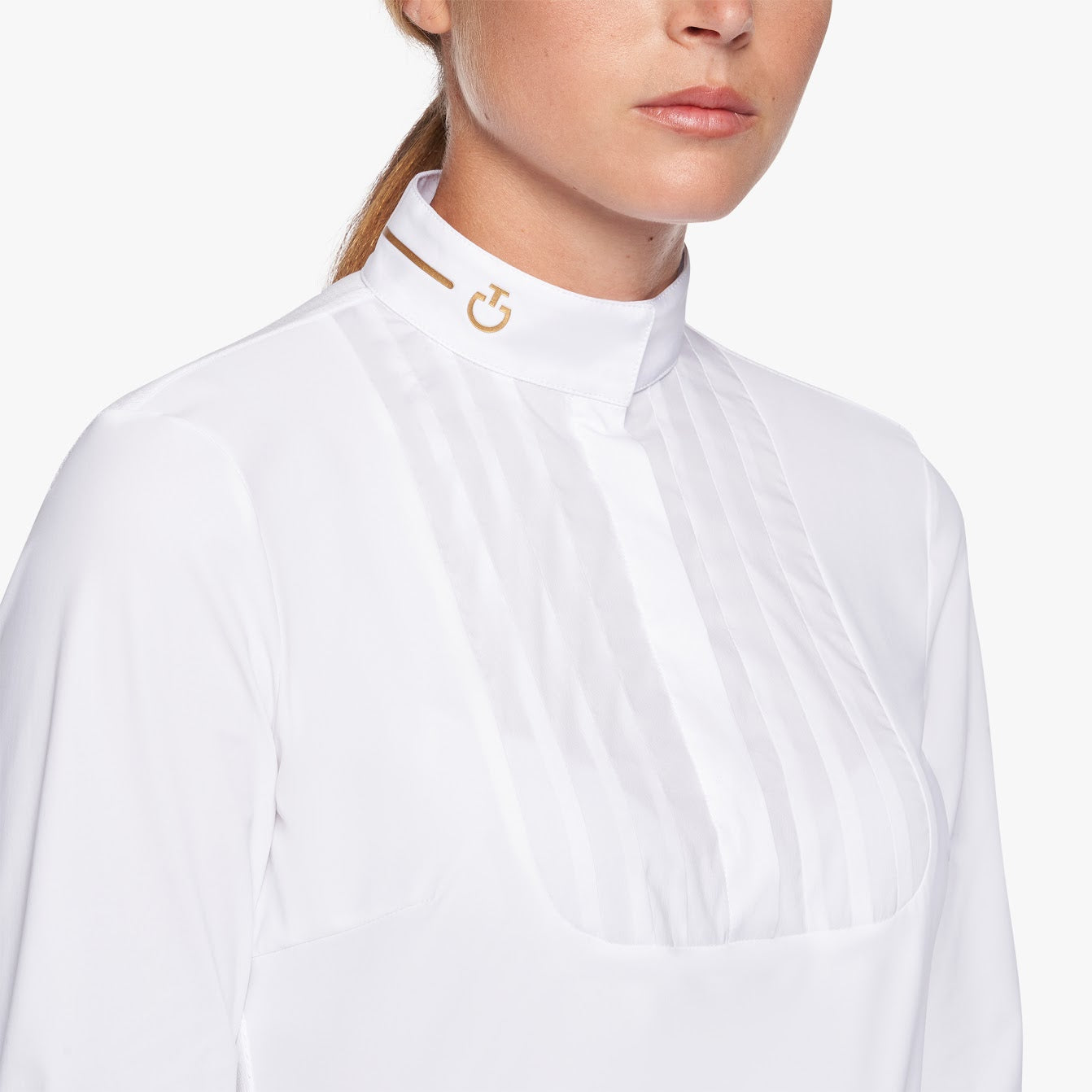 Cavalleria Toscana White Revo Pleated L/S Cotton Tech Knit Show Shirt