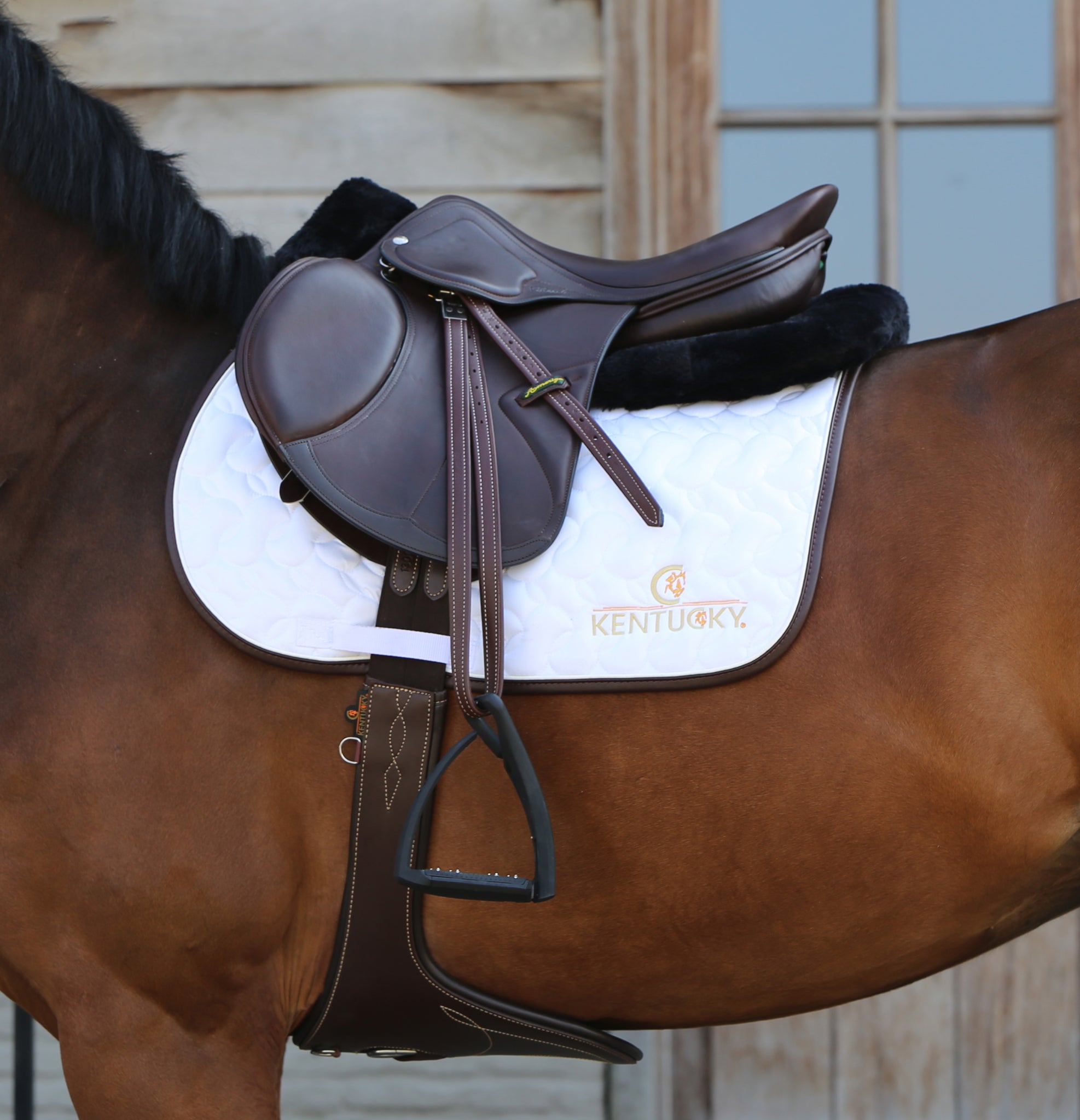 Kentucky stud girth made with artificial leather making it supple and comfortable and very easy to care and maintain. Made in an anatomical shape to mould around your horse and offer them maximum protection.