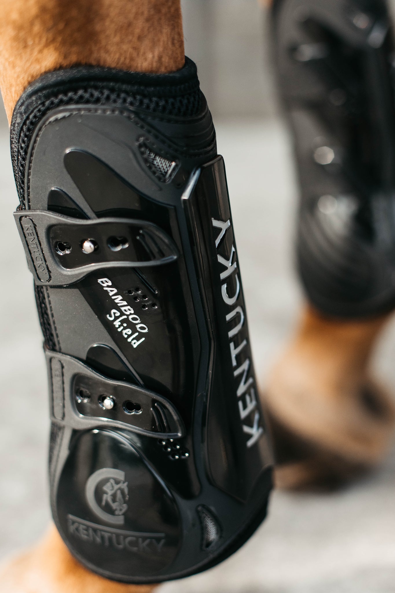 Kentucky Vegan Tendon Boots Bamboo Shield with Elastic fastenings are now available following years of research and development. The Kentucky Bamboo Sheild Supersedes the already very popular Kentucky Tendon Boot.   Bamboo has the best tensile strength and also avoids penetration of sharp objects.  Thanks to great results from testing, the bamboo shield is now used to protect the horse’s tendon area.