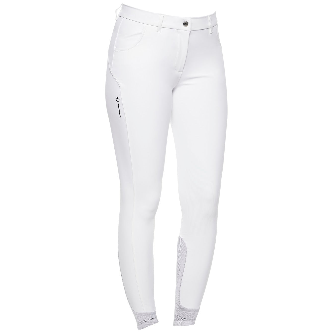 The Cavalleria Toscana white RS Revolution Breeches use energizing compression The Special textile helps legs feeling lighter at the end of the day thanks to a stretch and compressive system that improves blood flow, reducing fatigue for every day, every use are Stronger than your hardest riding day. This material is extremely resistant to dirt andabrasions: the fibers recived a Special treatment for keeping it cleaner for longer.