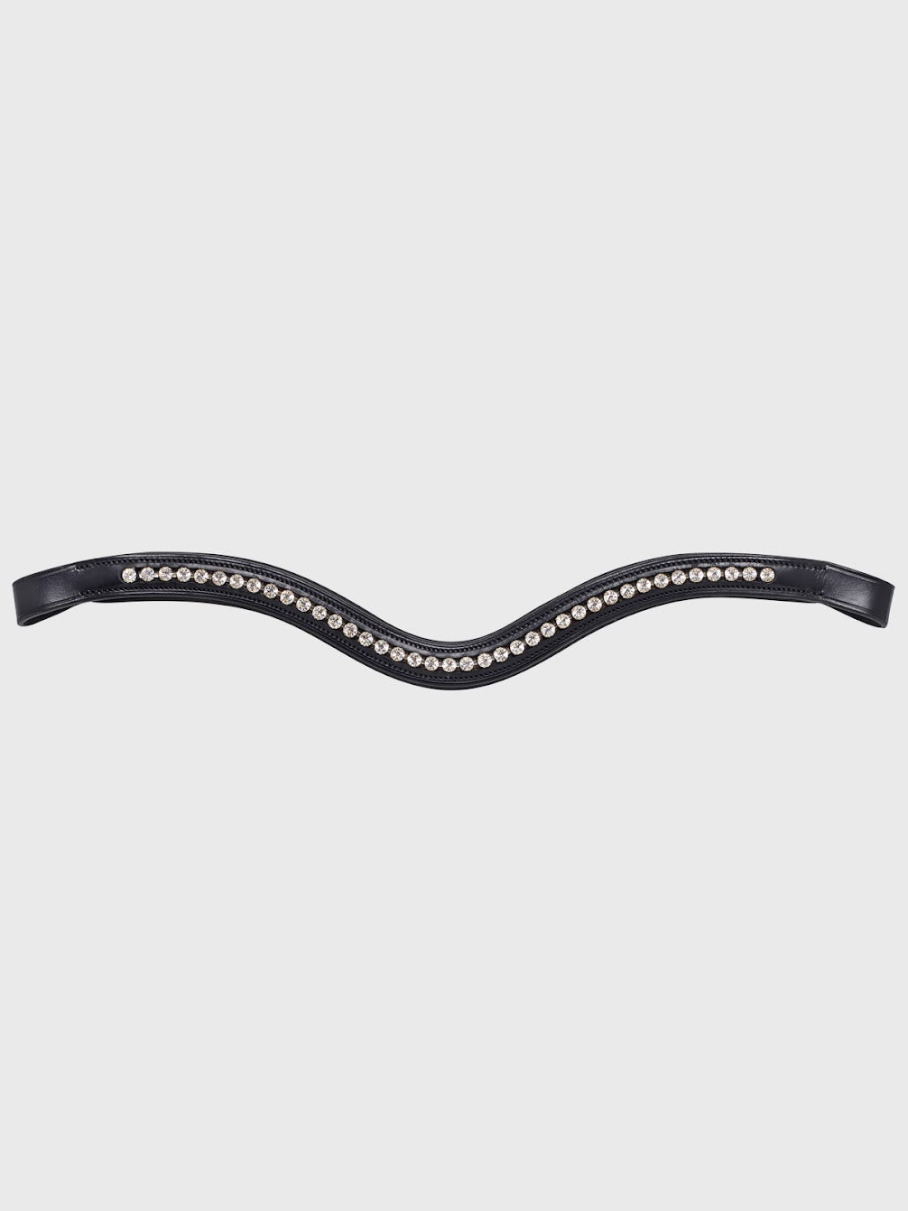 The Equiline U shaped browband embellished with diamantés. These crystals are inset so won’t catch on anything and add the perfect sparkle to your horses bridle. The shape offers movement and optimum comfort for your horse and is made with soft and supple Italian leather.