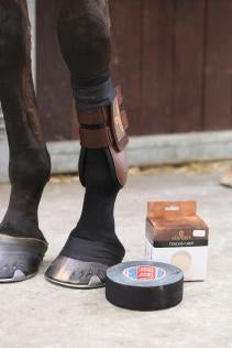 Tesla tape is the perfect hoof tape. It is often used alongside over reach bands or boots. Its Powerful tape keeps boots secure and provides added protection. It can also be used in the case on injuries.