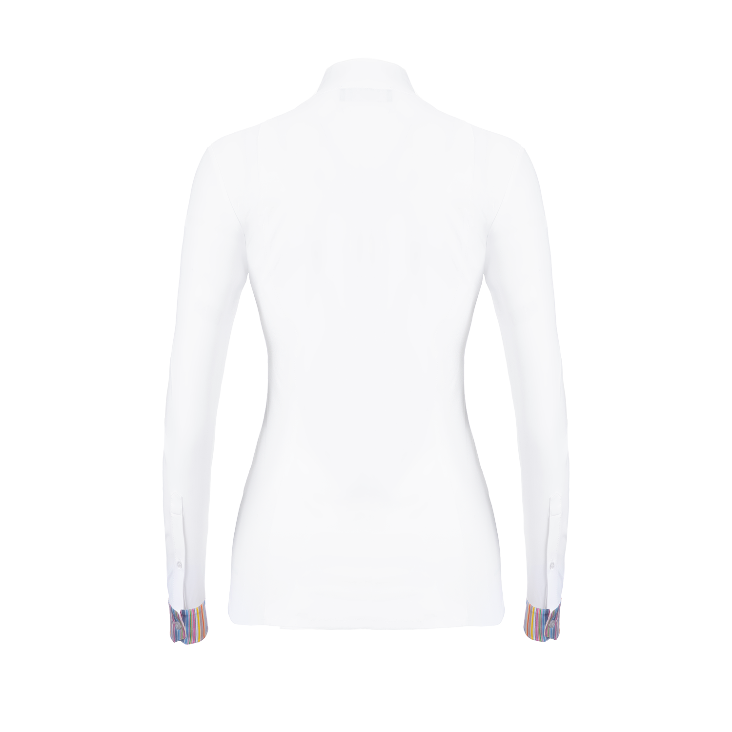 The Laguso Laila Smoking multi stripe is made from soft stretchy jersey for maximum comfort and movement. A fine woven stretch stripe fabric on the bib and cuffs gives the shirt a modern twist. button down front with hidden button to stop popping. Cross over button stand with the Laguso logo.