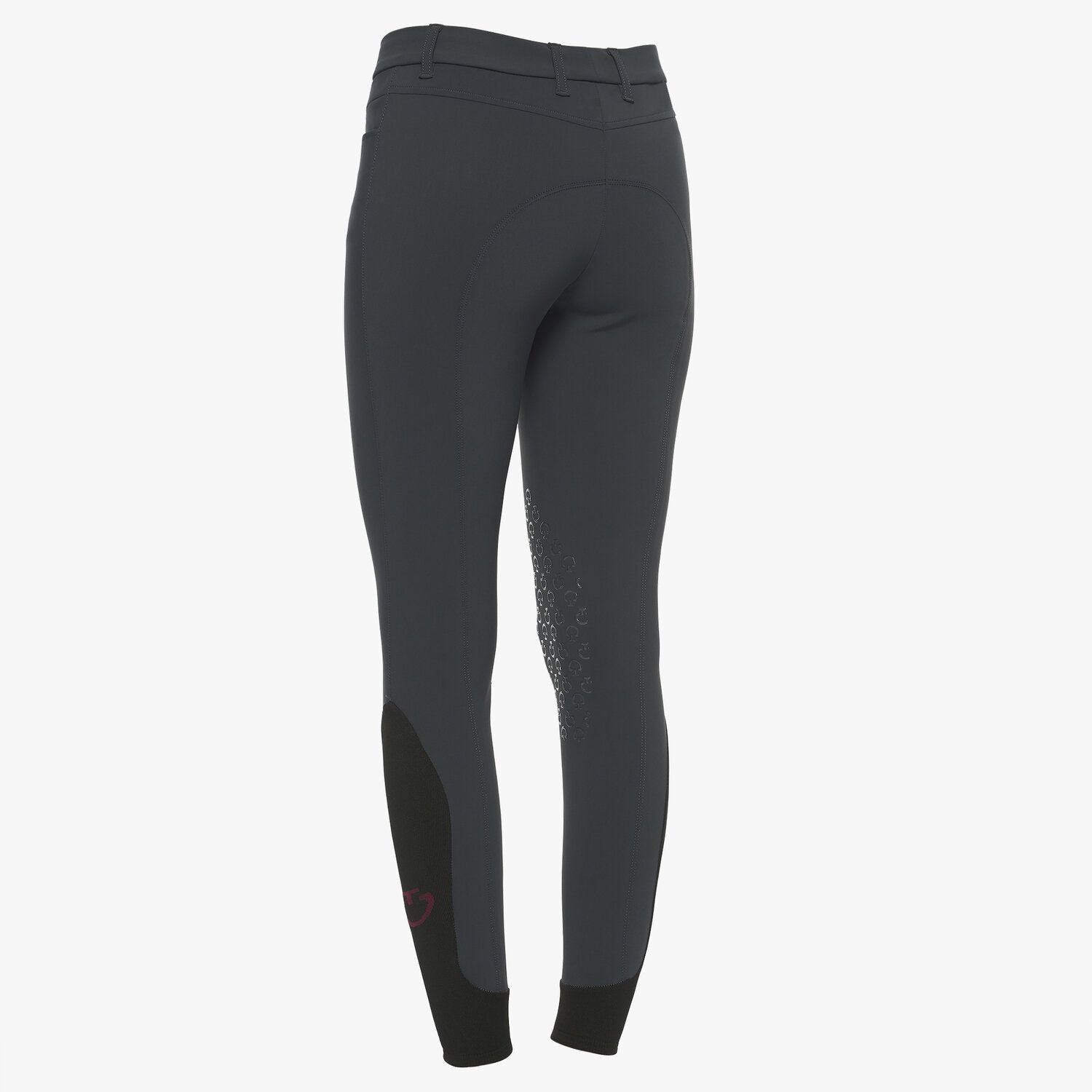 Cavalleria Toscana Dark grey System Grip breeches are made from a technical four-way stretch jersey fabric. The fabric is also anti-UV, fast-drying and anti-bacterial, making the breeches ideal for the busy competition rider.