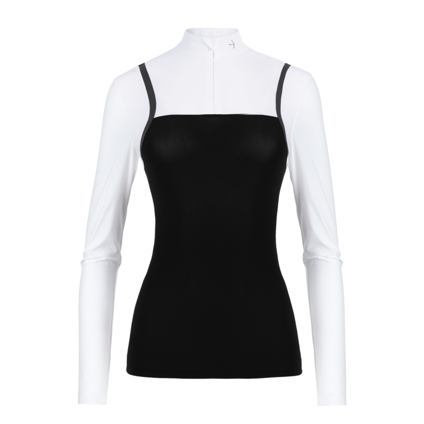 The Laguso Savana show shirt with block colouring in monochrome. This is a super flattering competition shirt made in a breathable and stretchy material.