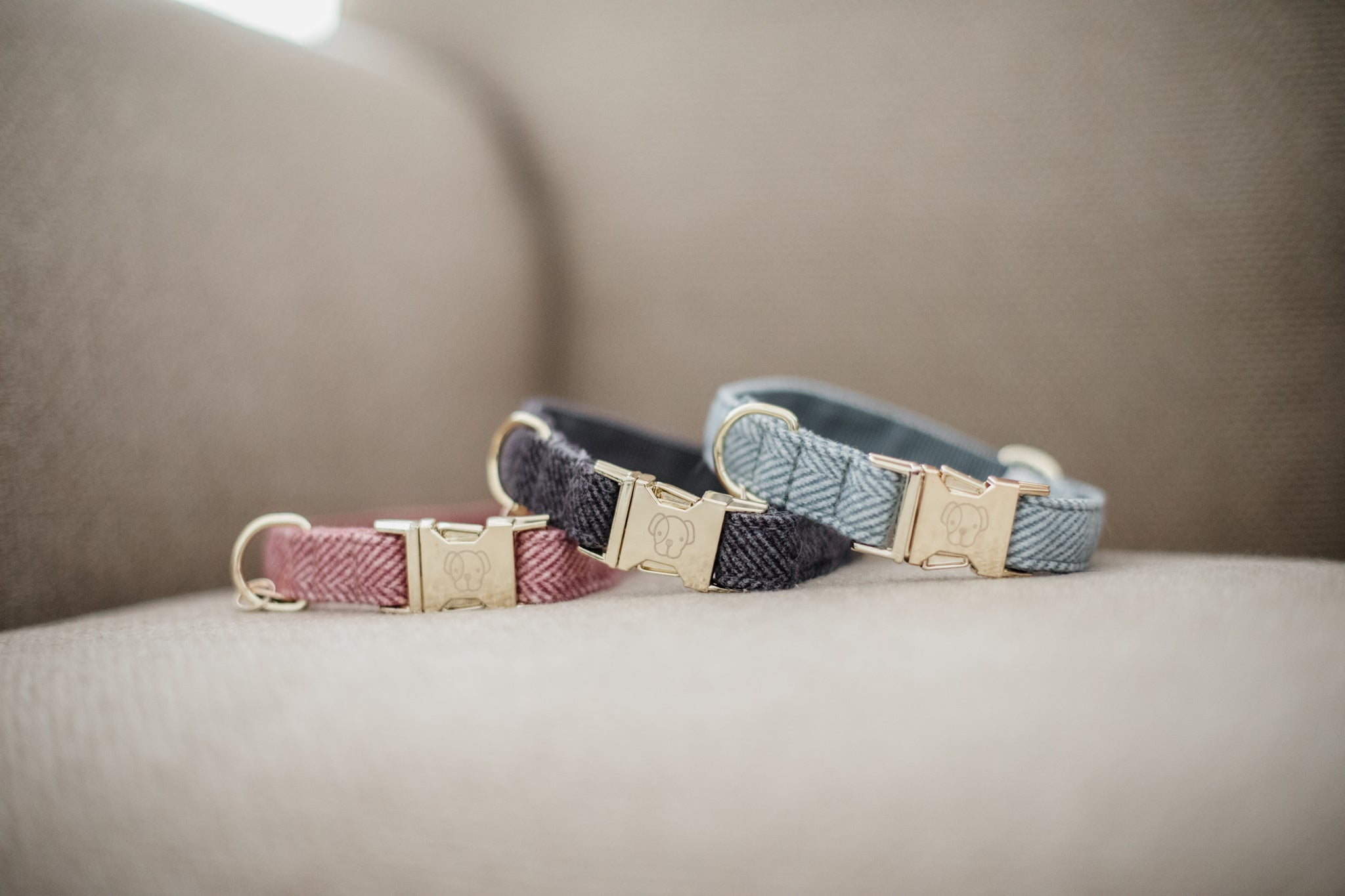 This Kentucky Dog Collar Wool will give your dog a sophisticated look in any circumstances! The diagonal stipe fabric on the outside gives it a wool like aspect, without using any animal ingredient. On the inside, the collar is reinforced with nylon to assure comfort and extra strength.