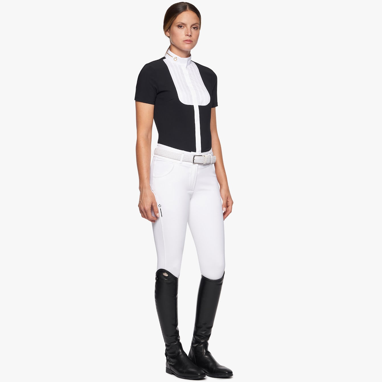 Cavalleria Toscana Revo Pleated Poplin Bib s/s Tech Knit Show Shirt