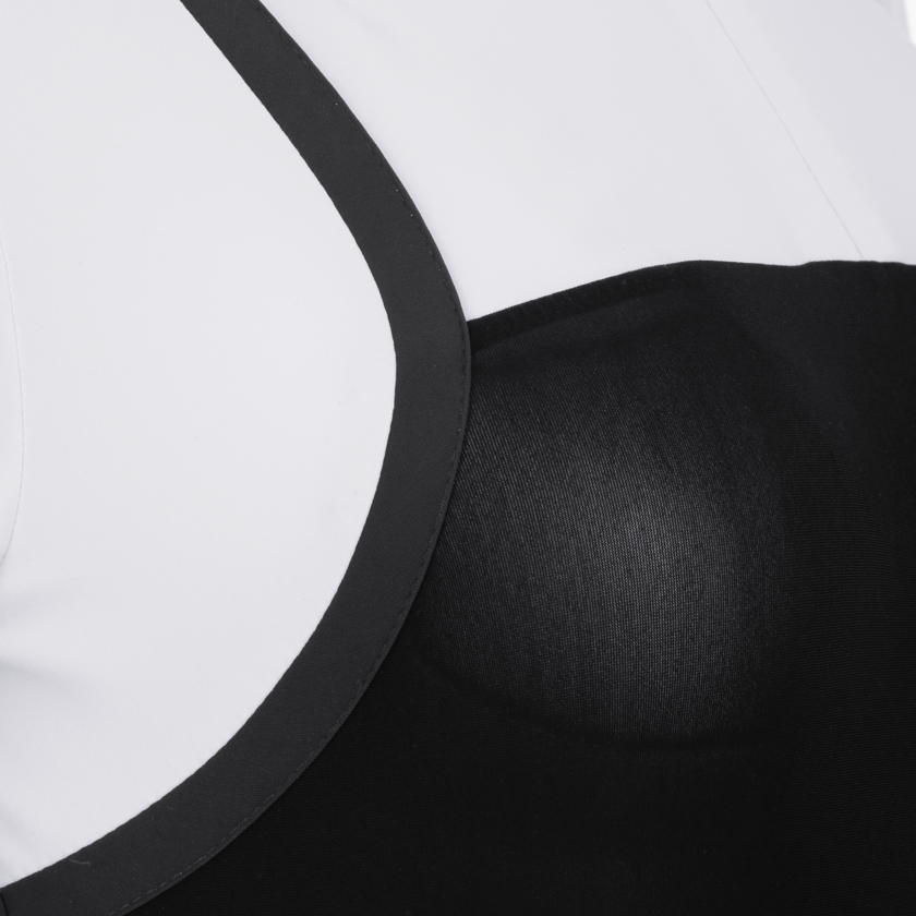 The Laguso Savana show shirt with block colouring in monochrome. This is a super flattering competition shirt made in a breathable and stretchy material.