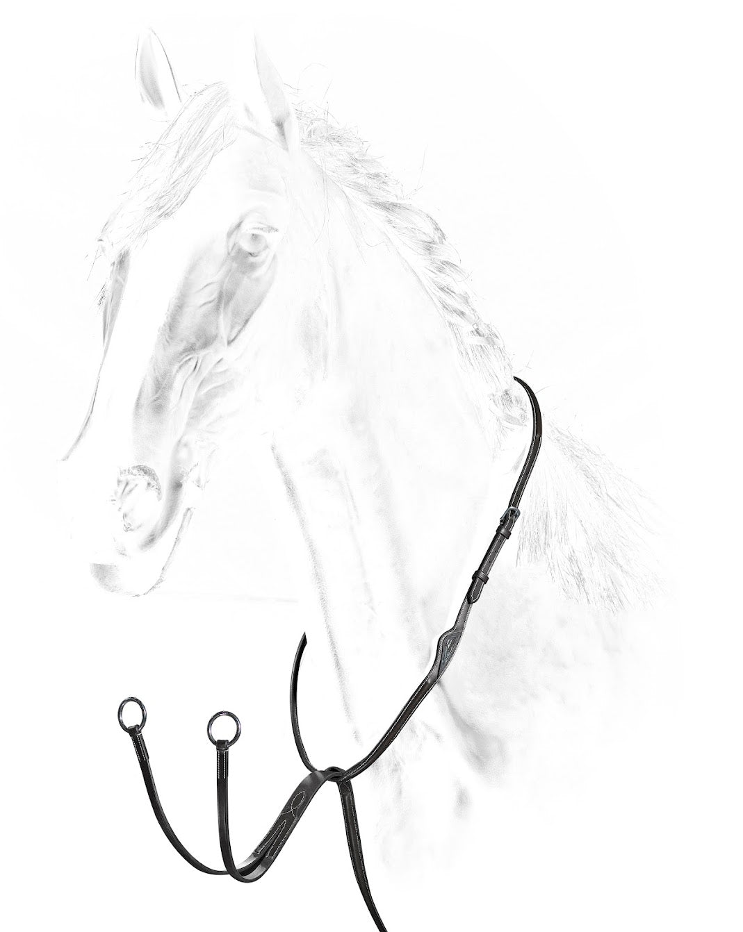 The equiline running martingale is available in black or brown and is finished in beautiful Italian leather.