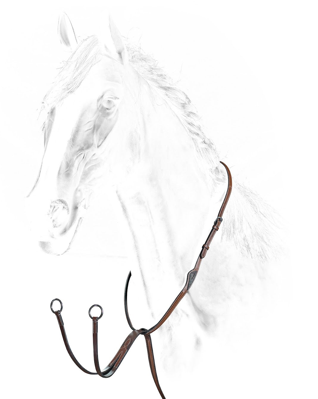 The equiline running martingale is available in black or brown and is finished in beautiful Italian leather.