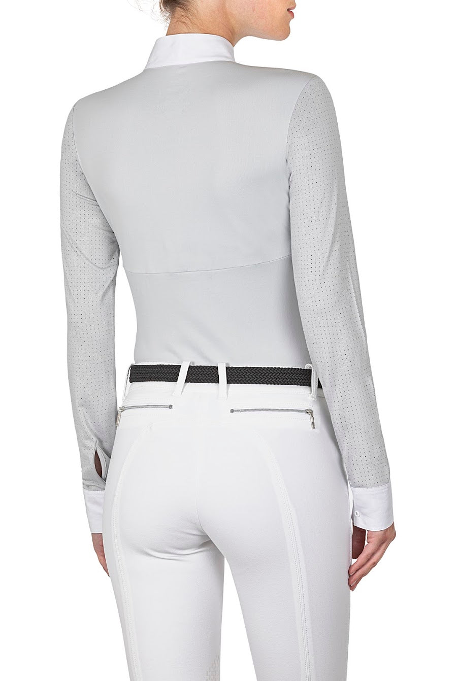 Reduced! Equiline Ice Grey Perforated insert Contemporary Show Shirt.