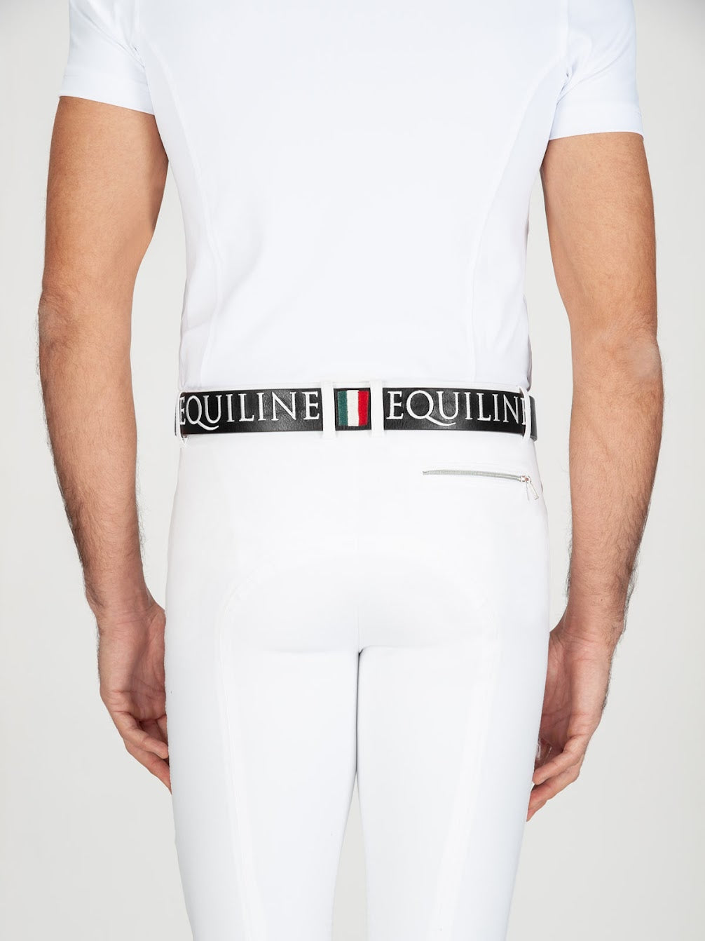 Equiline One Elastic Woven Belt. Made from luxury leather with the Equiline logo embroidered throughout the length.