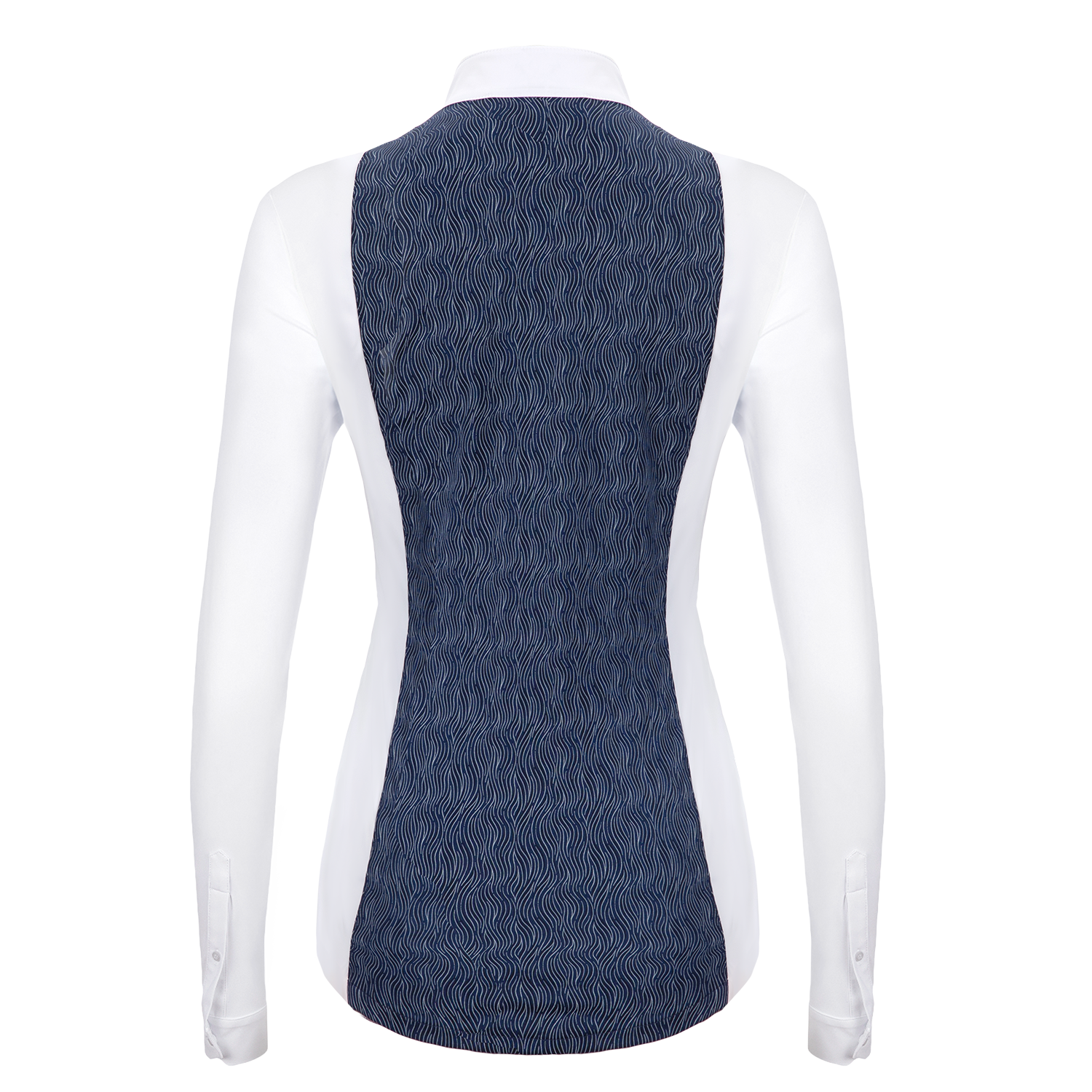 The Laguso Laila slice gives a smart classic front while your jacket is on an an up to date twist when off. The Laila has a soft woven self stripe bib front with fine soft stretch jersey sides and sleeves. A stretch jersey wavy slice two tone design panels on the front and back gives the shirt maximum movement with a feminine flattering fit. The button down front placket has a hidden button over the bust to avoid popping! Machine washable at 30’c, do not tumble dry.