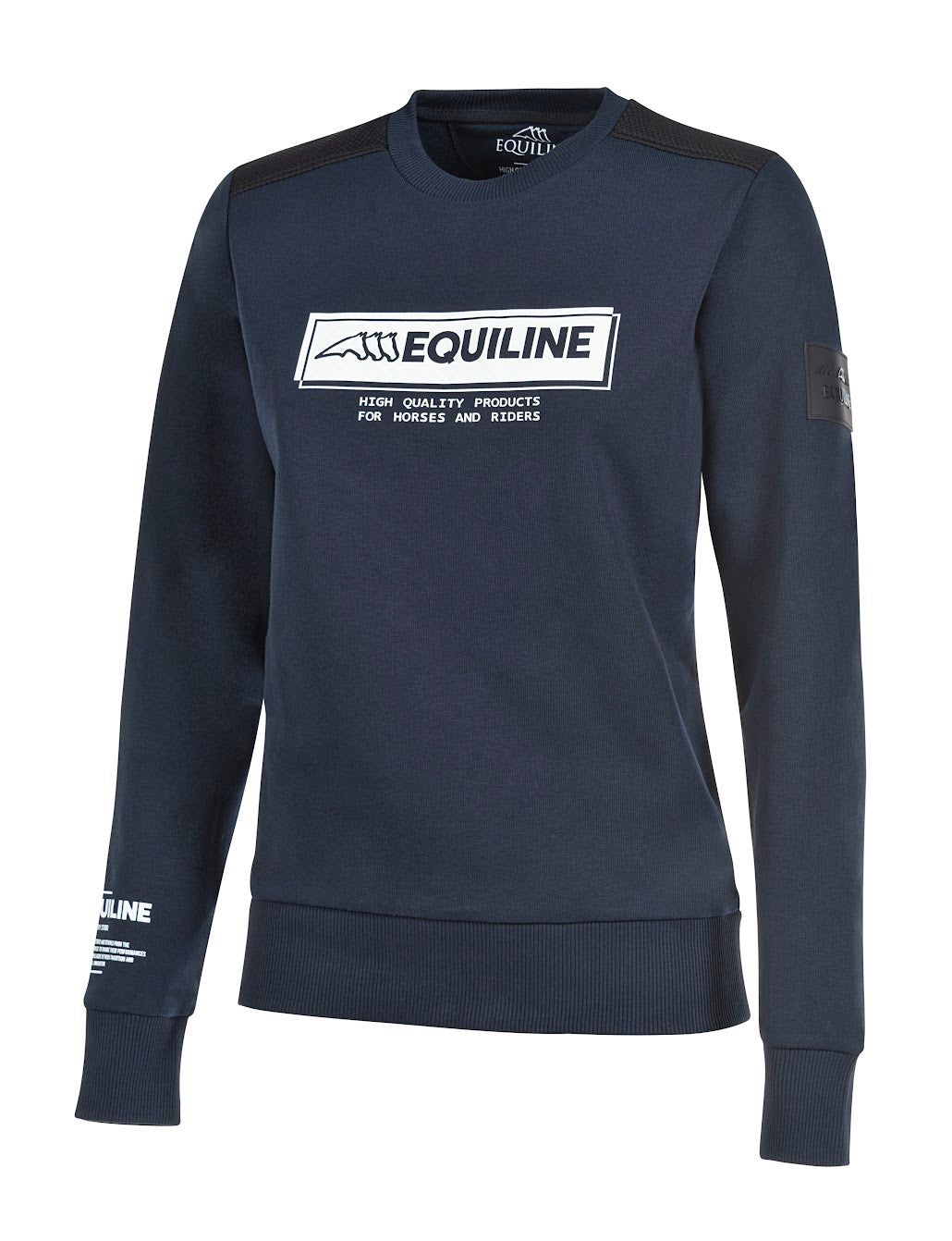 The Equiline Contemporary studio sweatshirt is a great way to finish off any outfit at the yard or at shows. Made from jersey it’s extremely comfortable. The Stdio design in on the front and sleeve. Mesh inserts to give that contemporary modern look. Coordinating items available