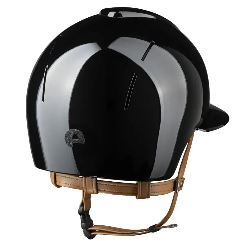 Kep Smart Nova Metal Polish Black Star Beige Strap Riding Helmet 