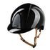 Kep Smart Nova Metal Polish Black Star Silver Beige Strap Riding Helmet 