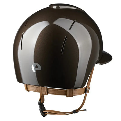 Kep Smart Nova Metal Polish Brown Beige Strap Riding Helmet 