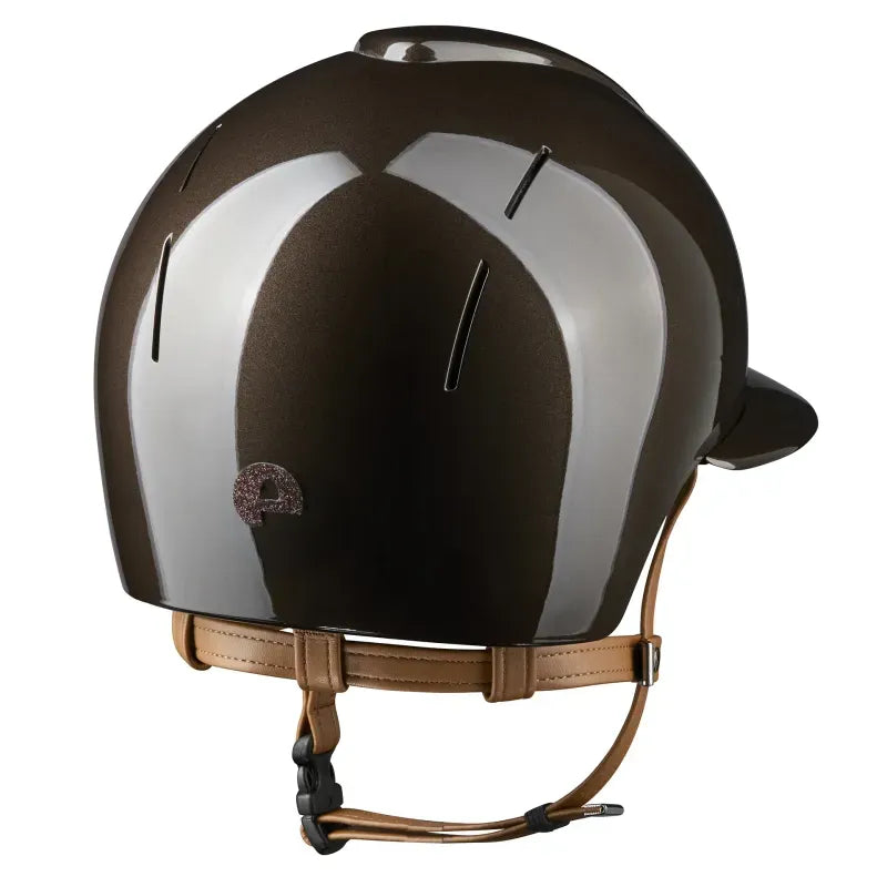 Kep Smart Nova Metal Polish Brown Star Beige Strap Riding Helmet