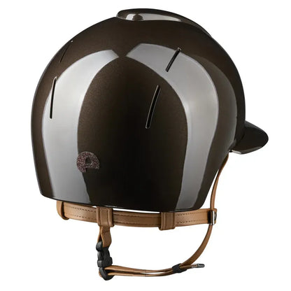 Kep Smart Nova Metal Polish Brown Star Beige Strap Riding Helmet