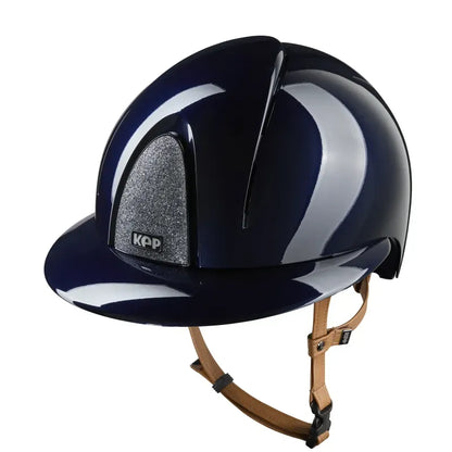 Kep Smart Nova Metal Polish Blue Star Silver Beige Strap Riding Helmet 