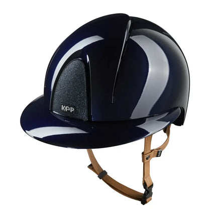 Kep Smart Nova Metal Polish Blue Star Beige Strap Riding Helmet