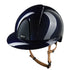 Kep Smart Nova Metal Polish Blue Star Beige Strap Riding Helmet