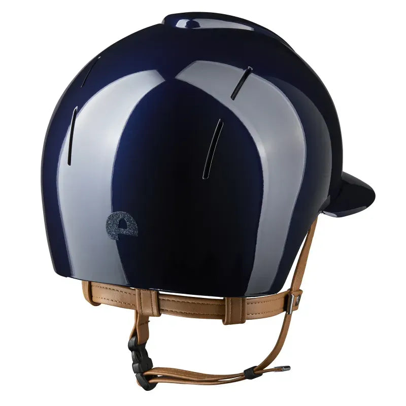 Kep Smart Nova Metal Polish Blue Star Beige Strap Riding Helmet