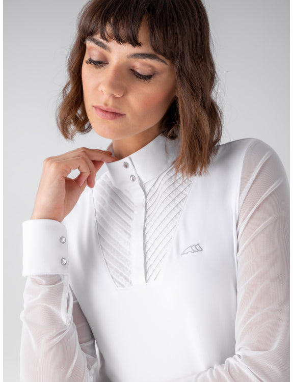 Equiline Womens Gurteg White Mesh Sleeve Competition Shirt