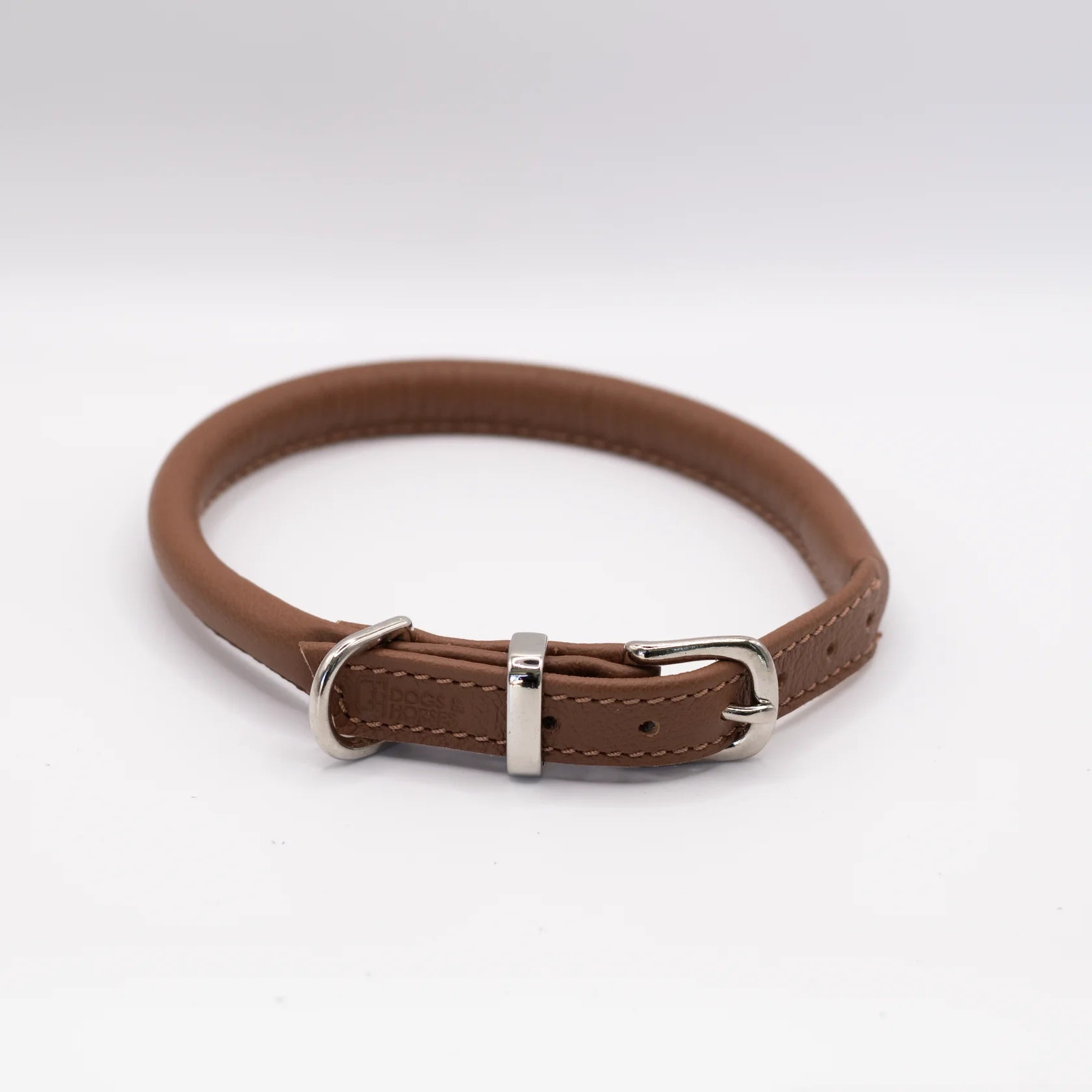Dogs and Horse Tan Leather Rolled Collar
