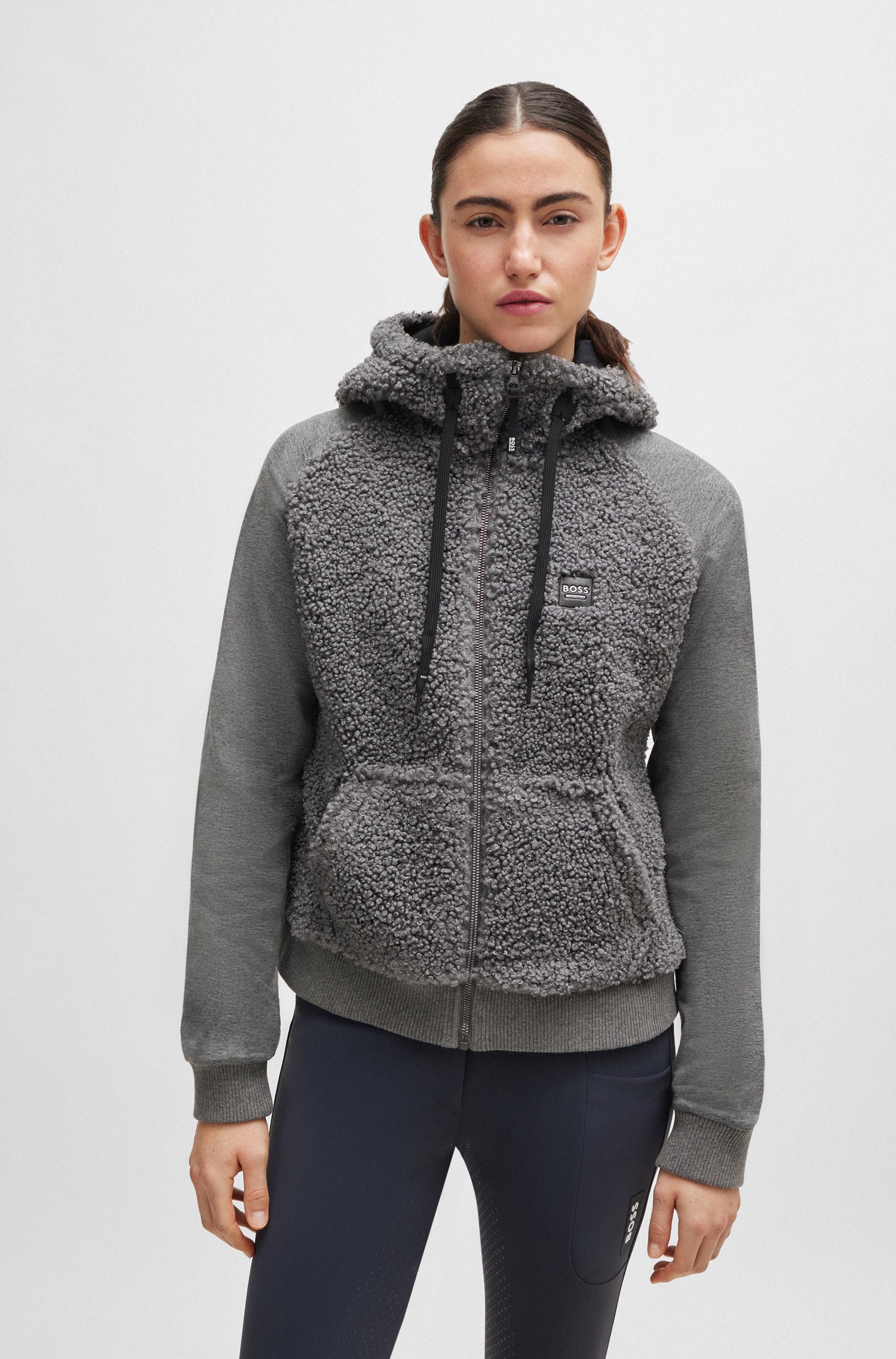 Boss Equestrian Riva Teddy Hybrid Zip Hoodie Grey