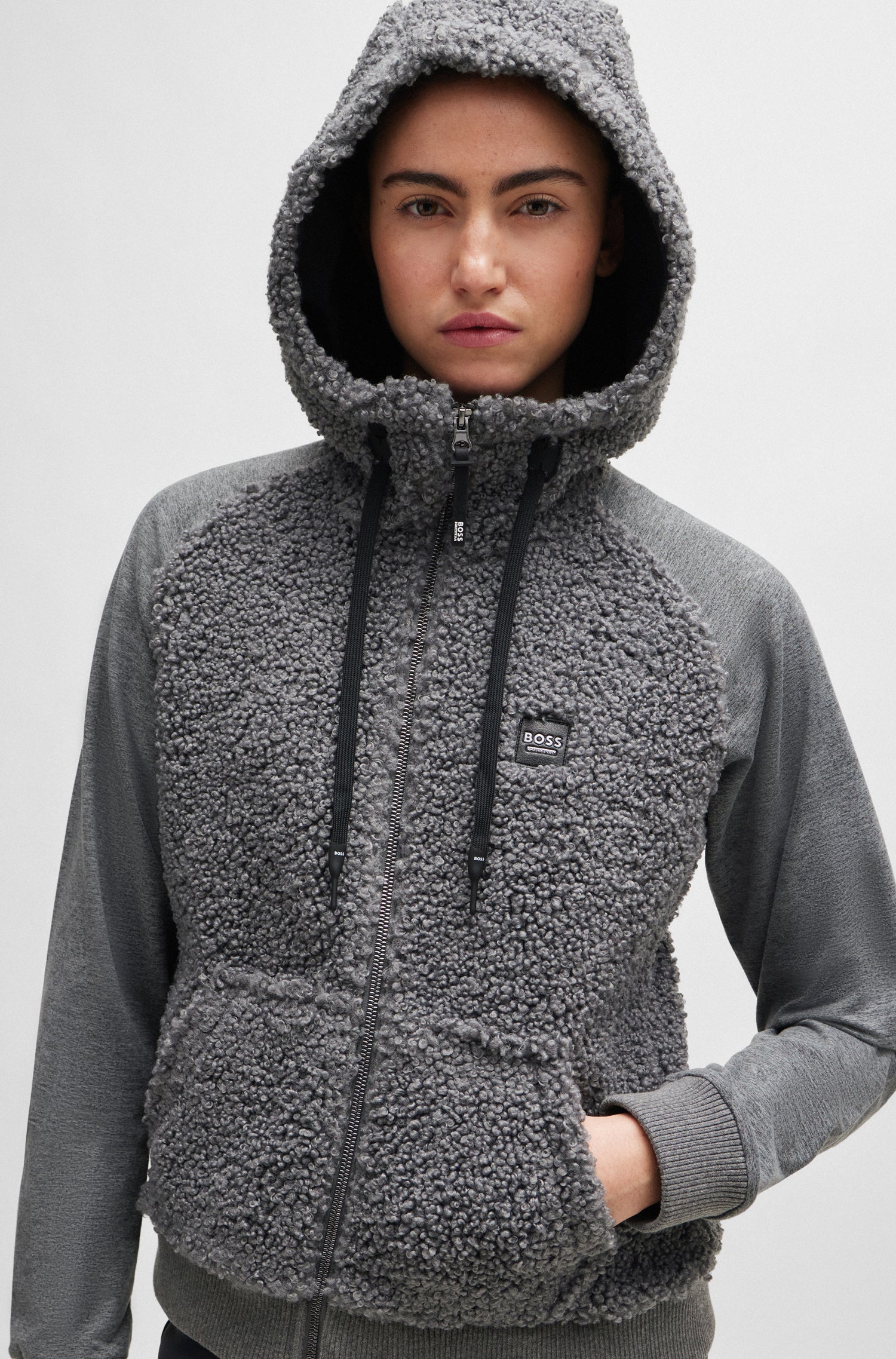 Boss Equestrian Riva Teddy Hybrid Zip Hoodie Grey