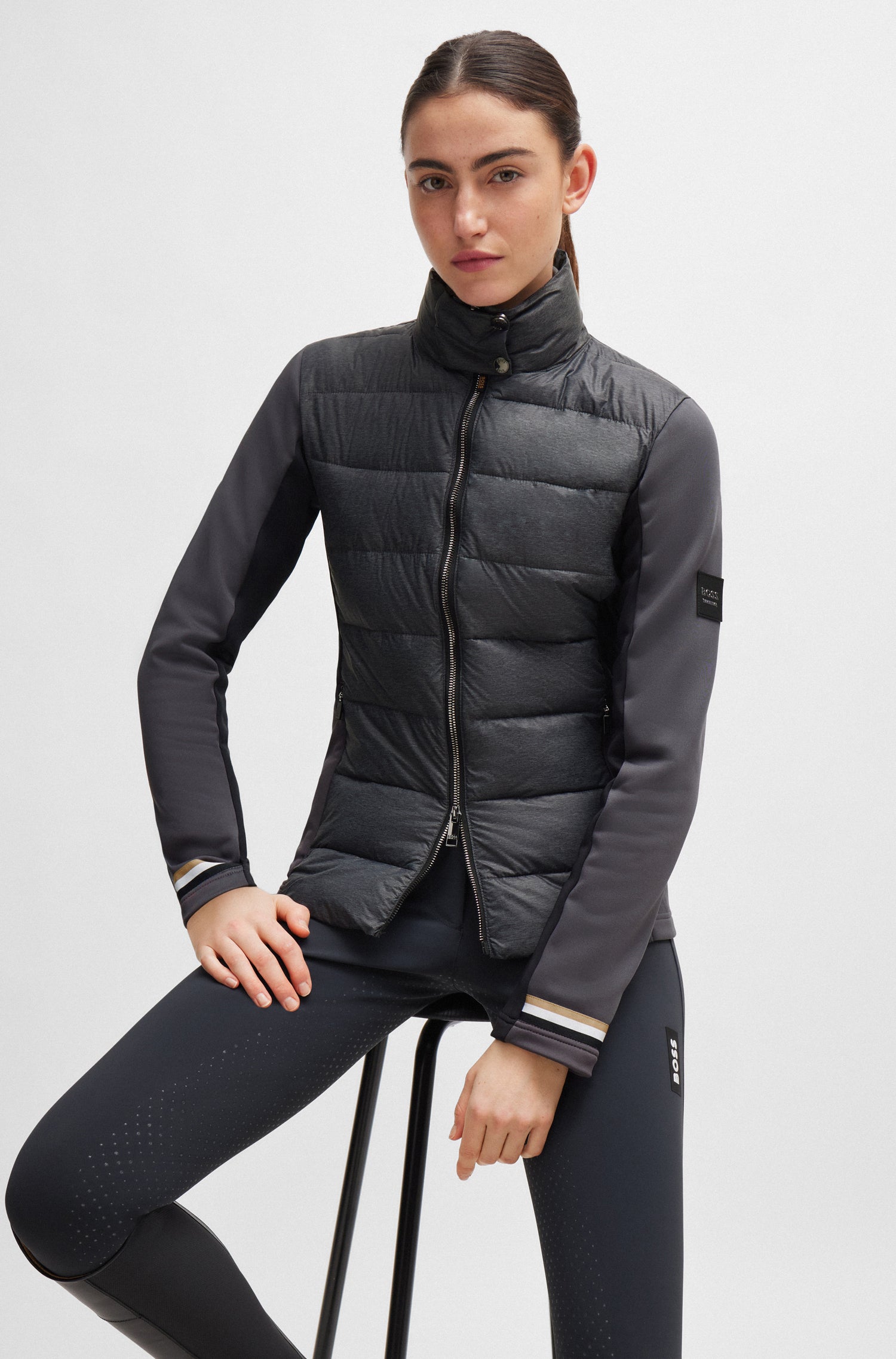 Boss Equestrian Ruby Hybrid Puffer Jacket Grey