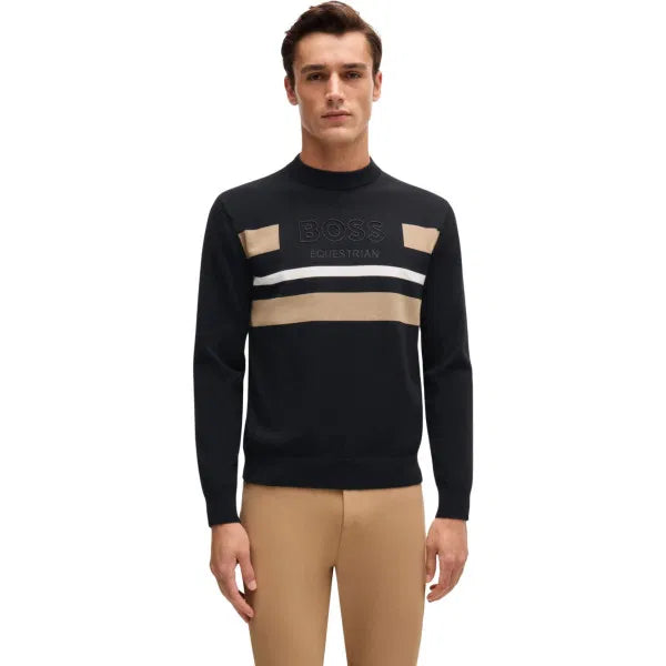 Boss Equestrian Brad KnitWear Logo Jumper Black