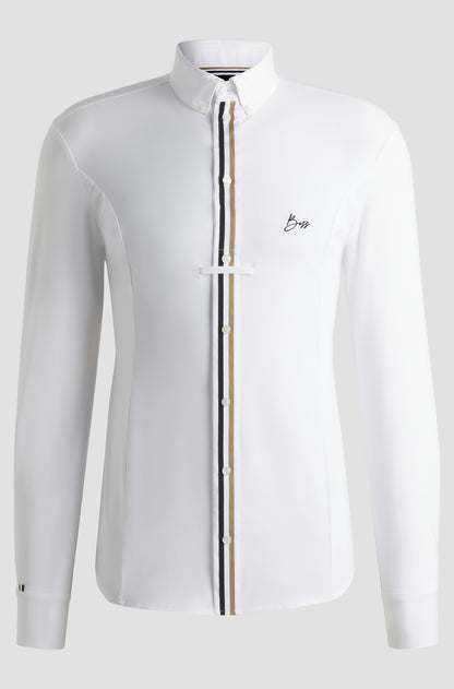 Boss Equestrian men’s Norman Signature long sleeve Competition Shirt White
