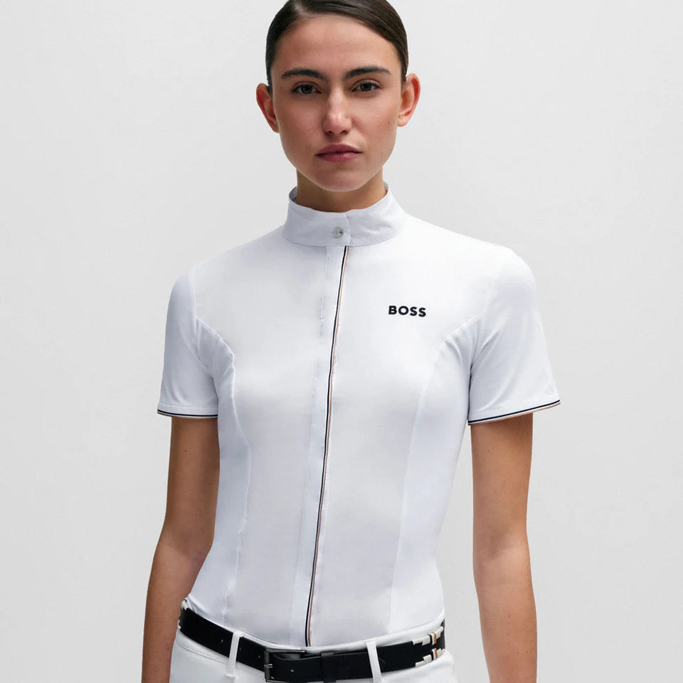 Boss Equestrian Elisa Show Blouse Signature White Competition Shirt S/S