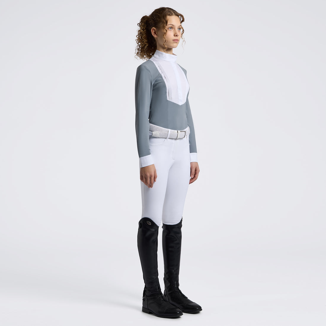 Cavalleria Toscana Girls Long Sleeve Jersey Competition Shirt With Bib - Winward Blue