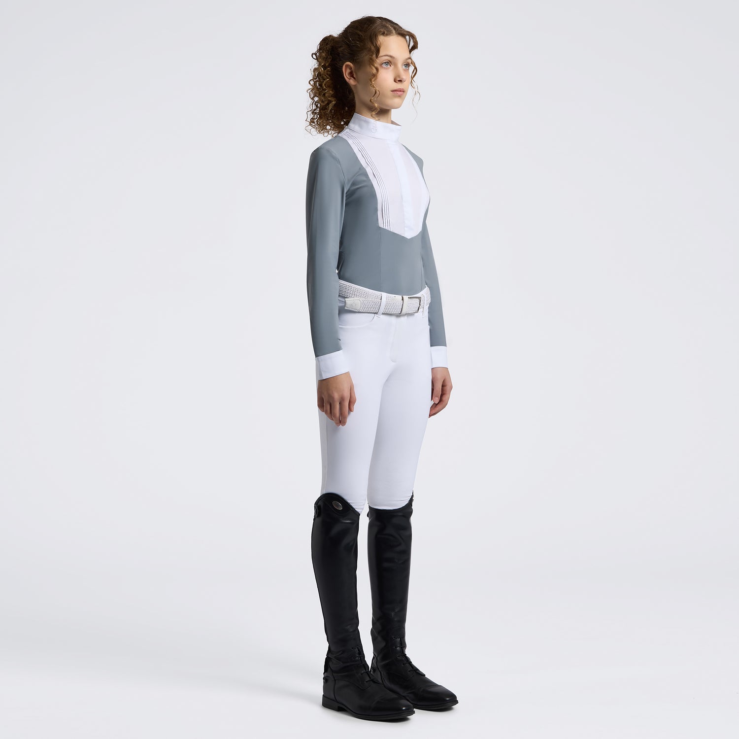 Cavalleria Toscana Girls Long Sleeve Jersey Competition Shirt With Bib - Winward Blue
